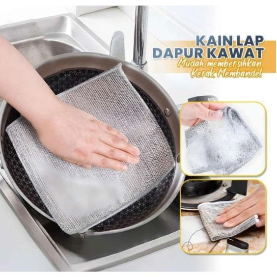 Kain Lap Dapur Kawat Jaring Halus Cuci Panci Piring kawat halus