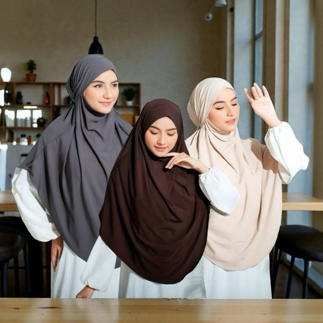 nirinahijab22----Kerudung / jilbab / hijab Syar'i Instan JANNAH Khimar jumbo French Niqab dengan Tal