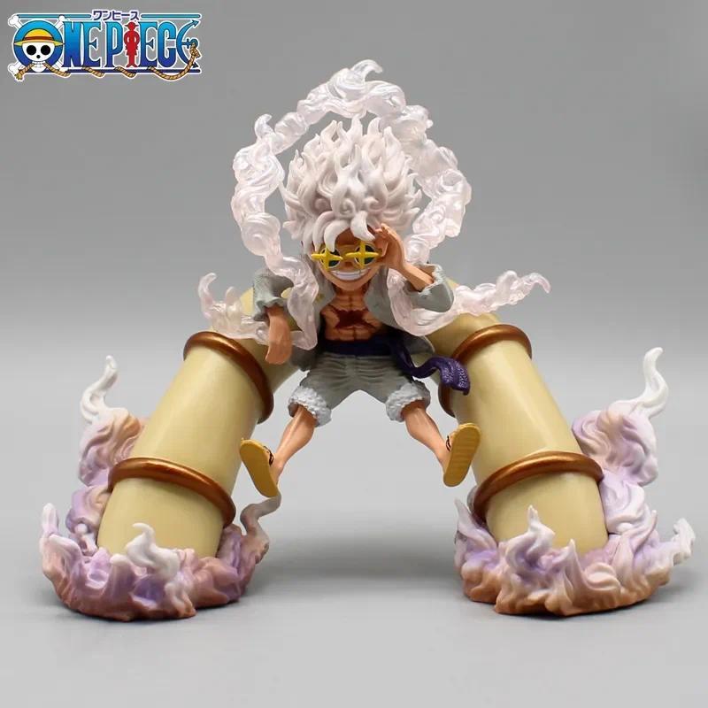 12cm Anime One Piece Nika Luffy Figure GK Gear Fifth Demon Fruit Awakening Statue Pvc Action Figurin