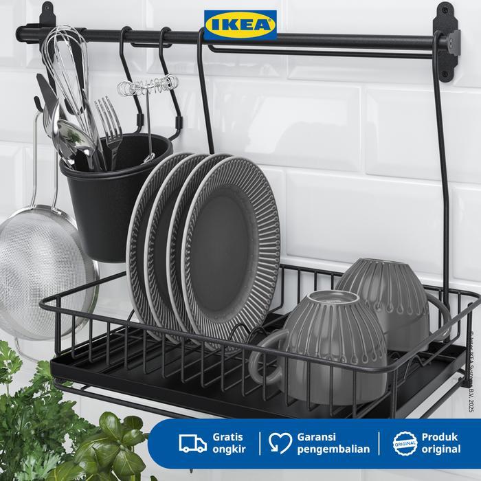 IKEA HULTARP Pengering Piring Gantung Hitam Plastik