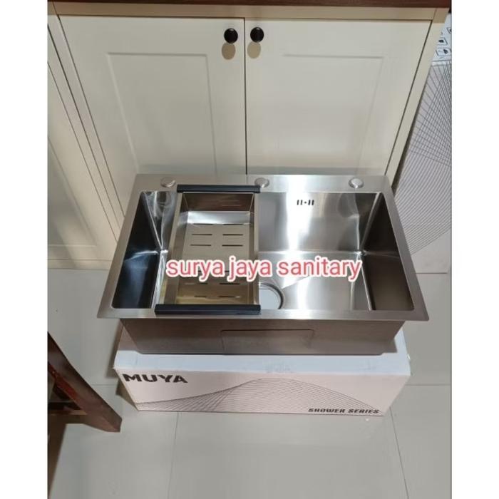 Kitchen sink 1 lubang 65 cm x 45 cm Stainless / kitchen sink 6545 SS ( kitchen sink saja)