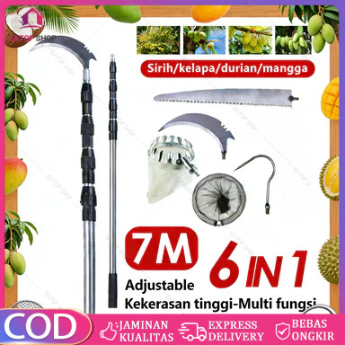 Tongkat Panjang 6 In1 7M Tongkat Panjang Untuk Petik Buah /metal Fruit Picker /galah Pemetik Buah 10