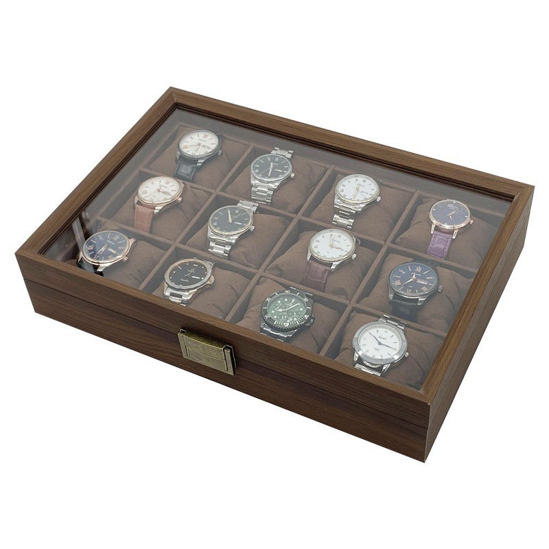 121086 Wood Watch Box Organizer With Glass Window Wooden Watch Holder For  Watch Case Storage Box Wa