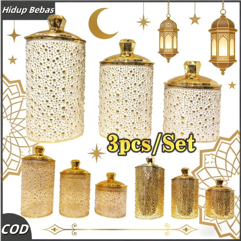 Toples Mewah Titik Emas Set Mewah Kue Lebaran Toples Lebaran Cantik Set Mewah Mewah Aesthetic Vintag