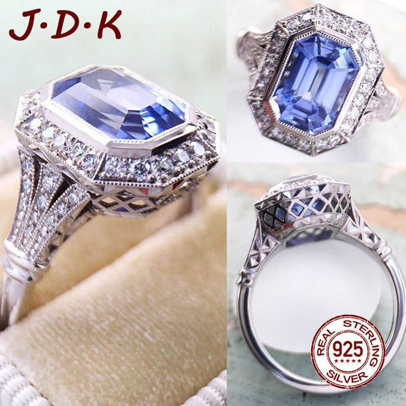 JDK Cincin Wanita Perak 925 Zircon Biru