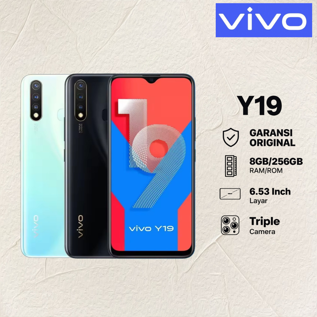HP VIVO Y19 RAM 8/256 GB BERGARANSI 1 TAHUN 4G LTE BATTERY