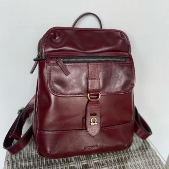 Pepari Leather Tas Backpack Kulit sapi asli PA-898 - Hitam Milling