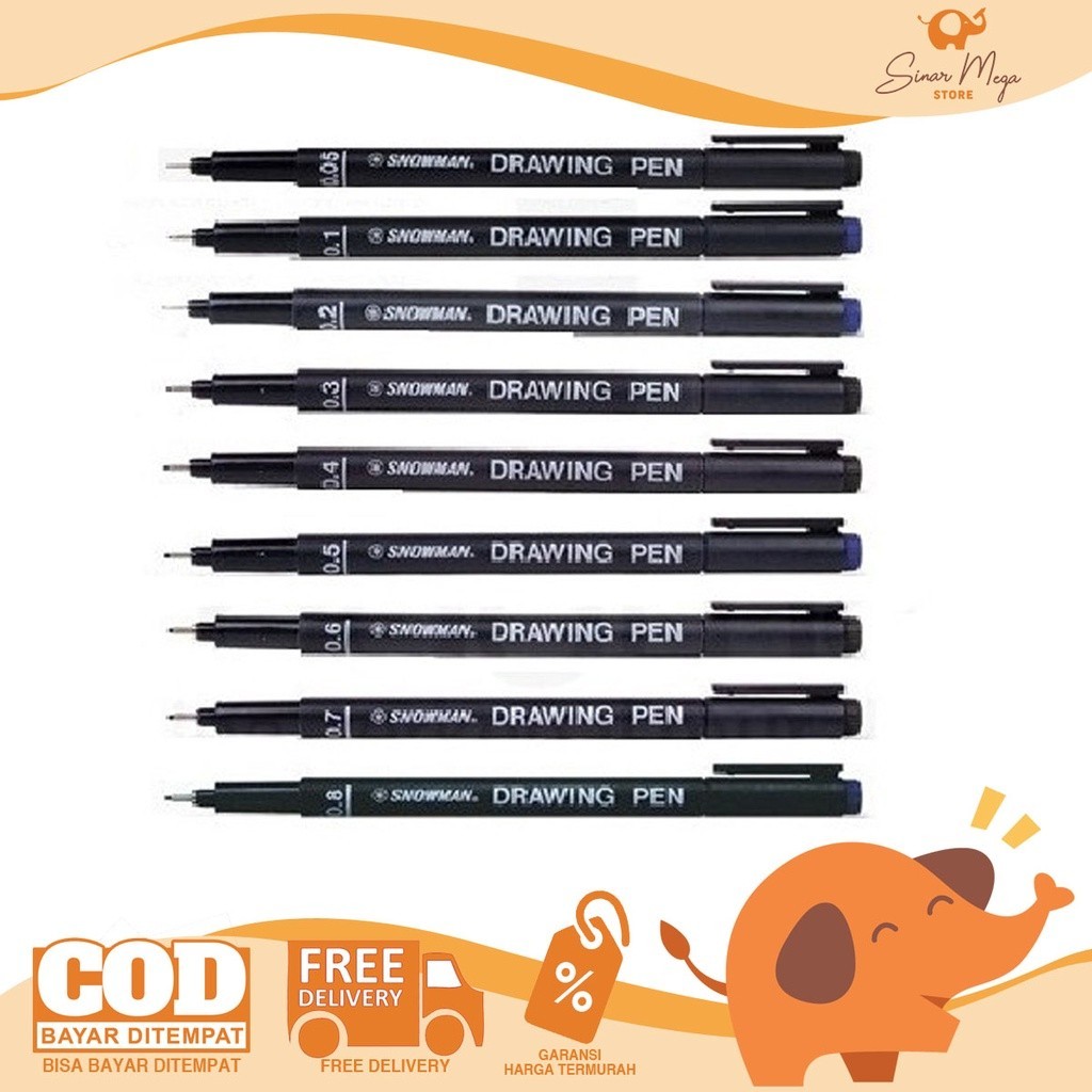 Snowman Drawing Pen Spidol Drawing Pen Snowman 0.05mm - 1.0mm