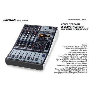 Mixer Ashley Super M4 Original 6Channel Effect Reverb 256Dsp SuperM4