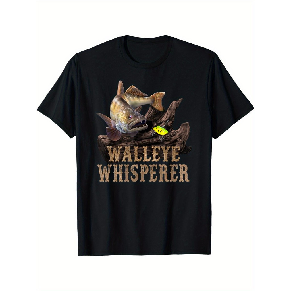 Walleye Besar Dengan Gambar Umpan Pancing: Kaos Walleye Whisperer Fit Reguler Kain Sedikit Elastis R