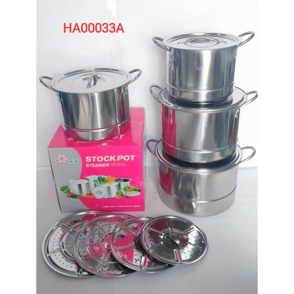 Panci Dandang Kukus Steamer Stock Pot 24 26 28 30 CM Free Centong Nasi