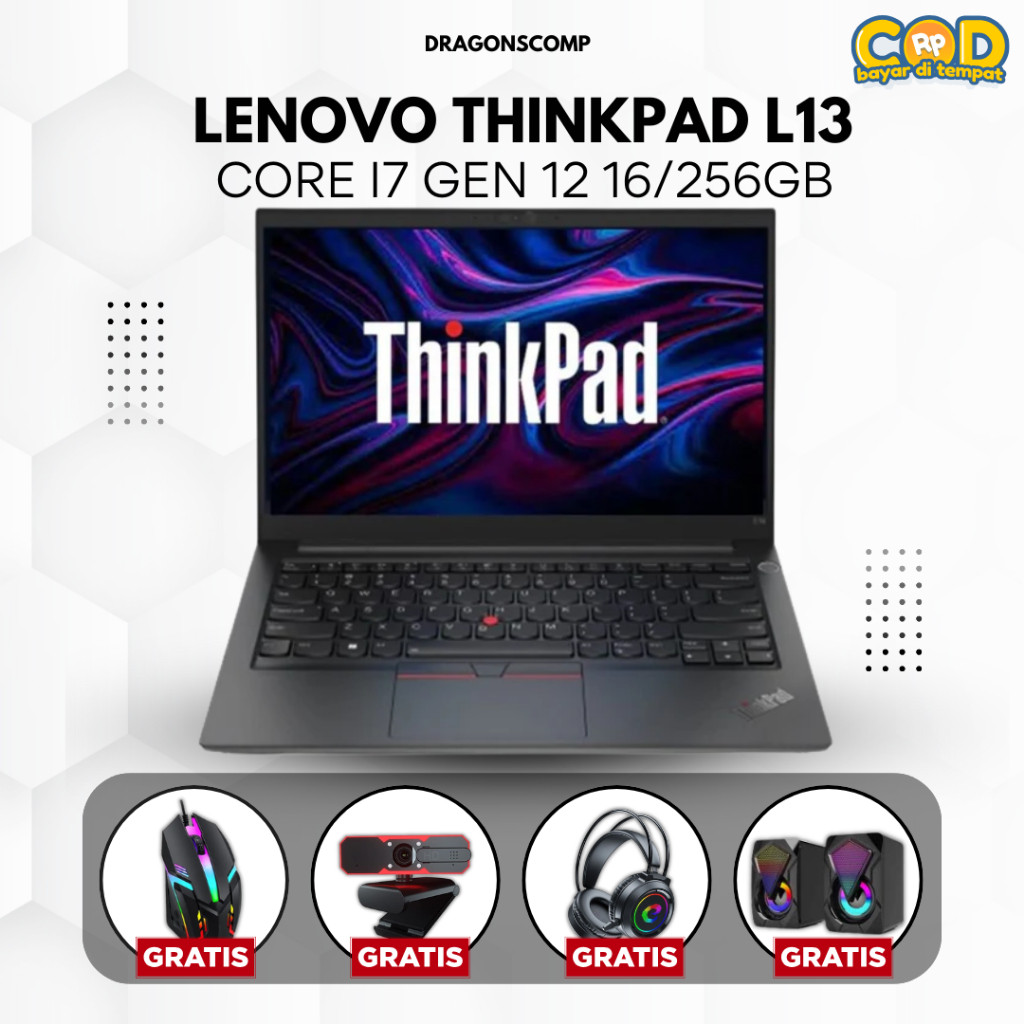 Laptop Lenovo Thinkpad L13 Core i7 Gen 12 Ram 16/256GB - Laptop Second Bergaransi
