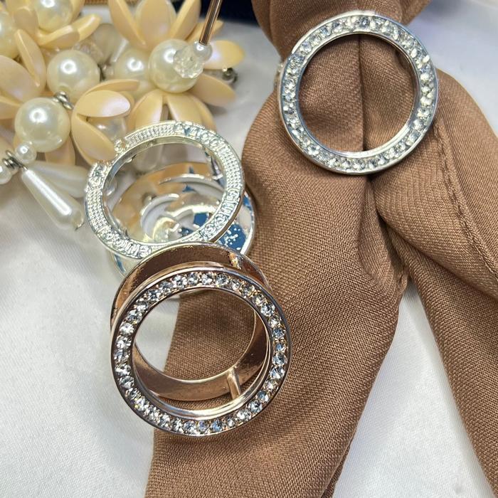 Qian - Ring hijab  polos motif - cendol rose gold, ring hijab