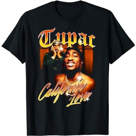 BAJU KAOS Official Tupac Love Vintage California T-Shirt, Black