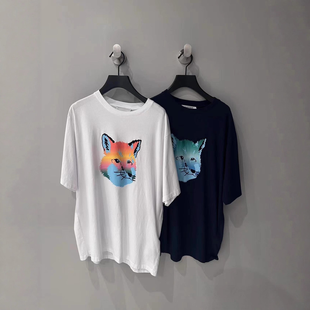ATASAN PRIA BAJU KAOS Maison Kitsune Casual Fox Print T-Shirt for Men & Women