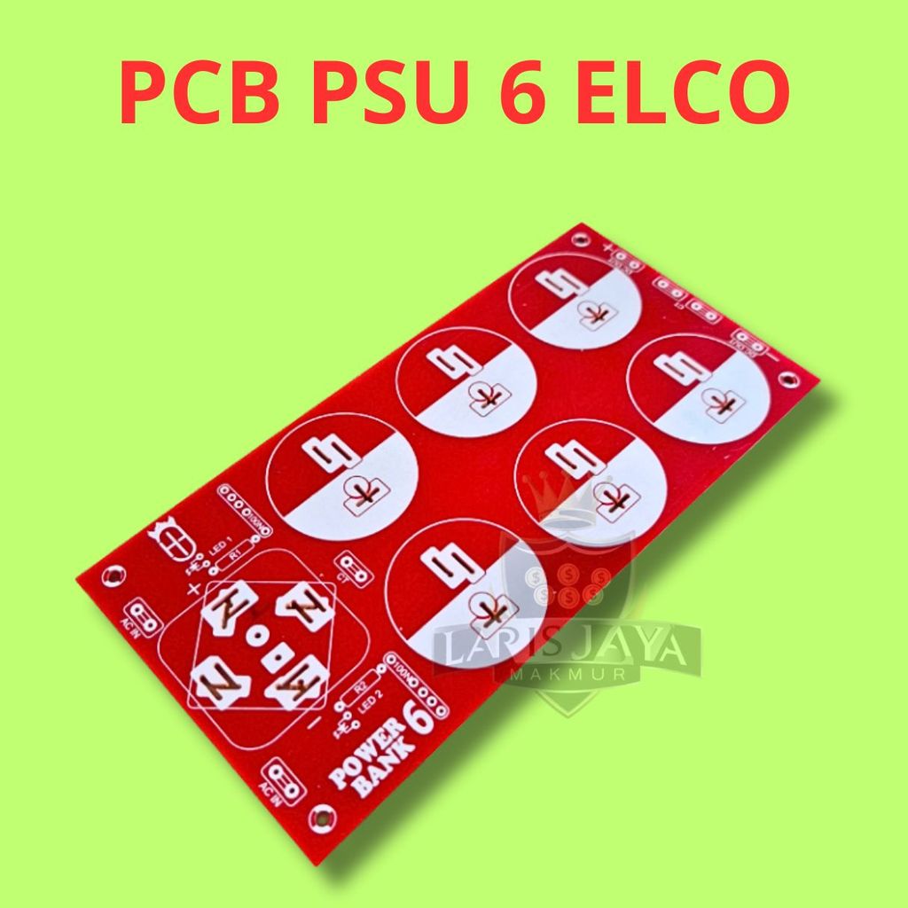 PCB Power Supply Amplifier 6 Slot Elco Penyearah Ac Ke Dc Support Dioda Kiprok Sisir