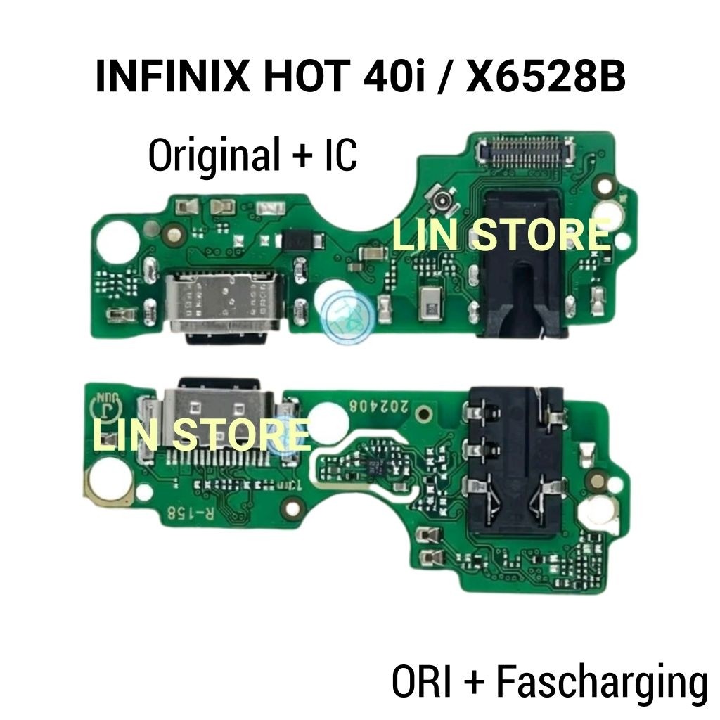 Konektor charger Infinix Hot 40i X6528B / Papan Cas Ori + Ic + Mic + Hf Flexible konektor charger Ca