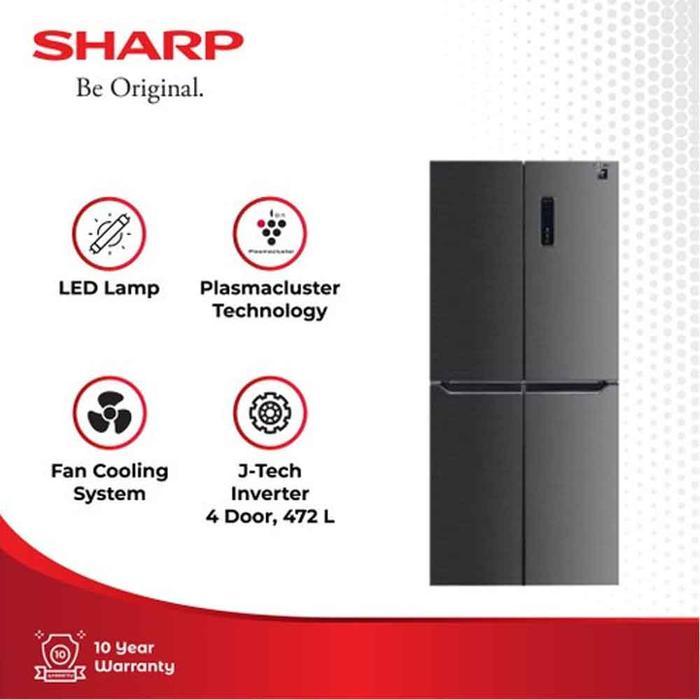 KULKAS SHARP SIDEBYSIDE 4 PINTU 472 L QUEEN SERIES INVERTER SJIF50PM