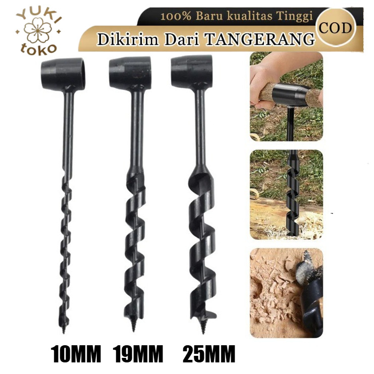 Bor Manual Tangan 26cm Mata Bor 10/19/25mm Auger Bor Untuk Kerajinan Kayu Tukang