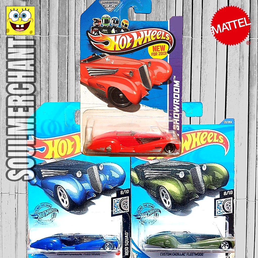 HOTWHEELS CUSTOM CADILLAC FLEETWOOD HIJAU MERAH CLASSIC CAR