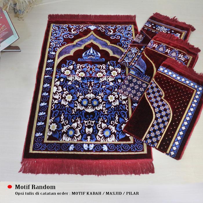 PROMO At-Taqwa Sajadah Turki Premium Nyaman Bulu Halus Lembut dan Tebal Motif Muslim Elegan - Merah