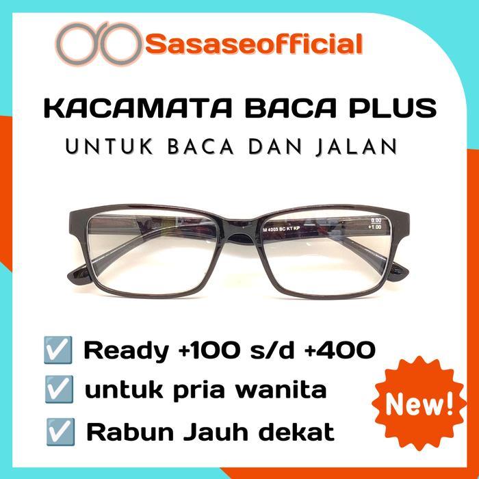 Kacamata Plus Minus Fokus Otomatis Jalan Dan Baca Lensa Anti Radiasi - Hitam, +100