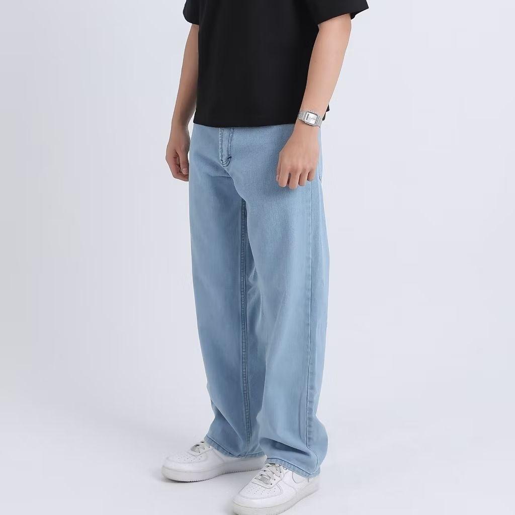 Celana Jeans Pria Baggy Korea Oversize Loose Fit Straight Gombrong