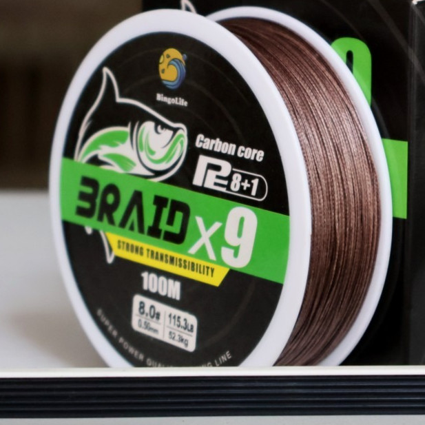 Bingolife Senar PE X9 Carbon Core 100m 0.8#~8.0# 9.8kg~52.3kg Padat Kuat