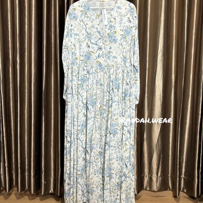 Raudah - Gamis  - Dress Gamis - Gamis Rayon Viscose - Peony White, All Size