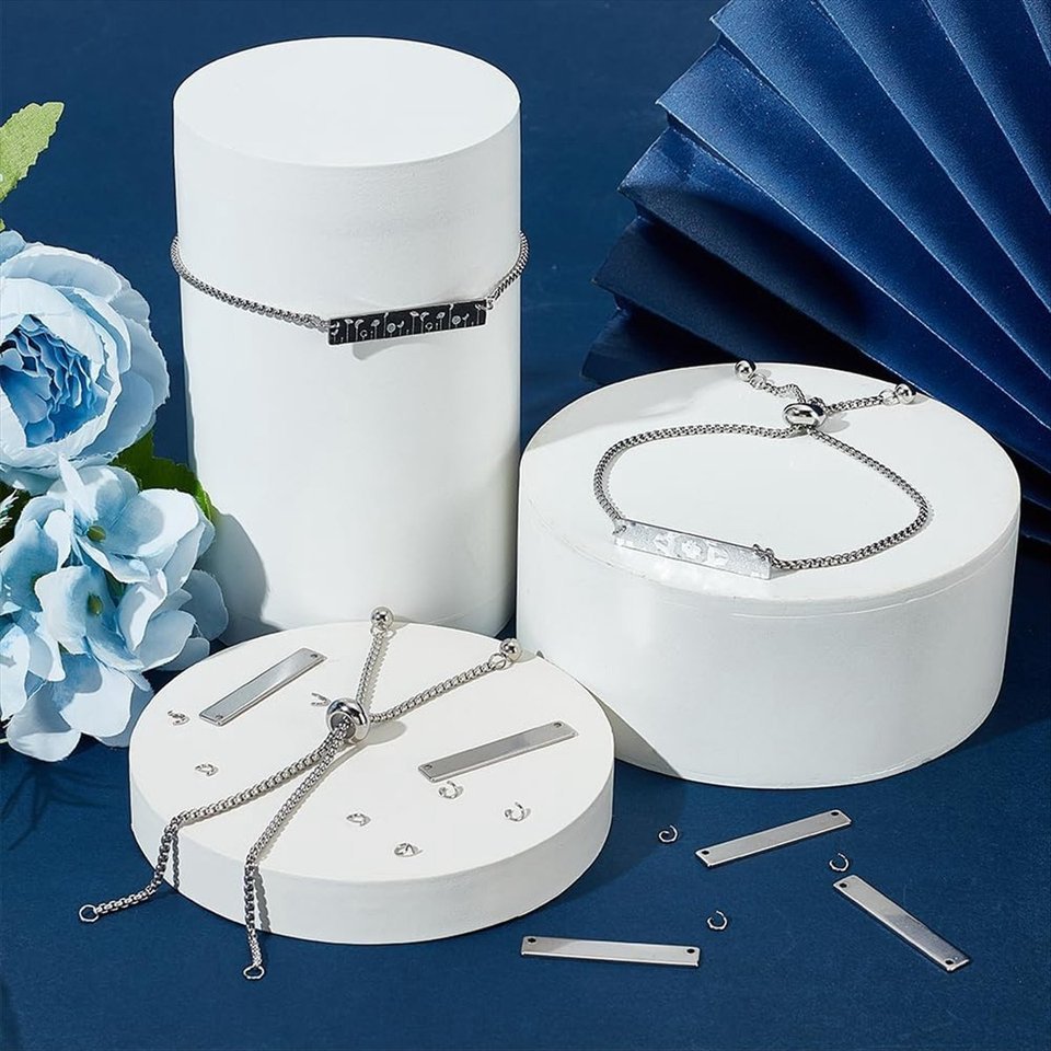 COUPON{0}10PCS Engraving Bracelets Blanks Stainless Steel Adjustable Bracelet Kit Engravable Rectang