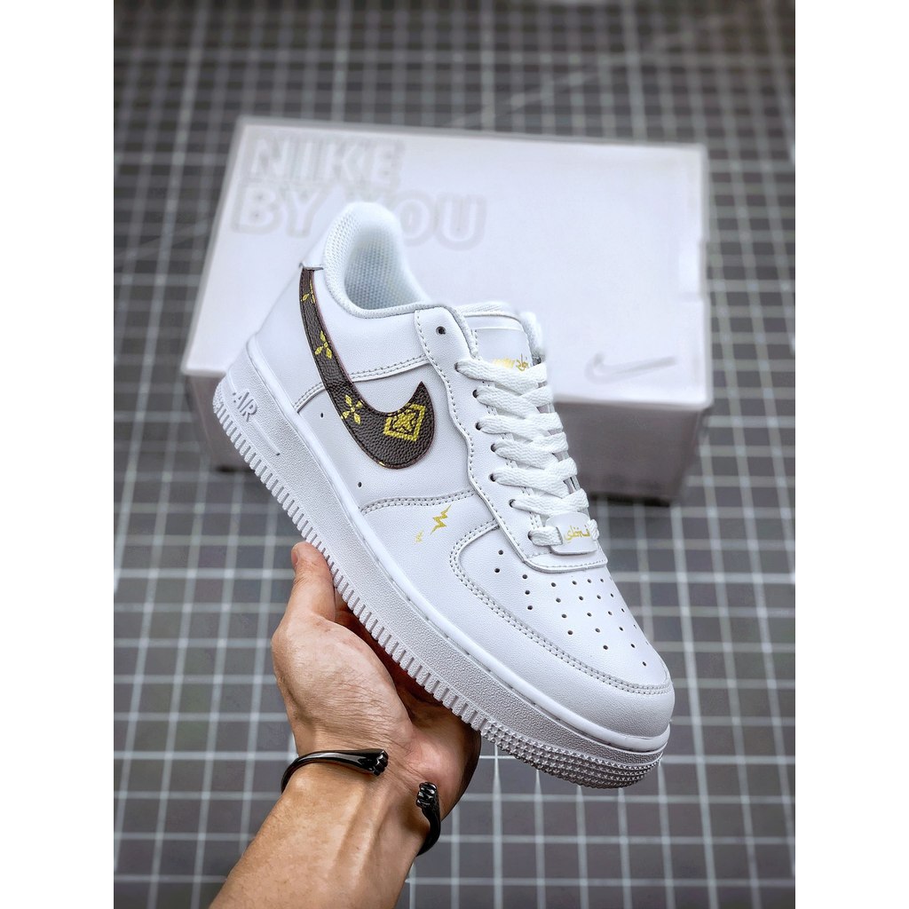Nike AF1 Full White LV Graffiti Swoosh Valentine Sepatu Sneakers