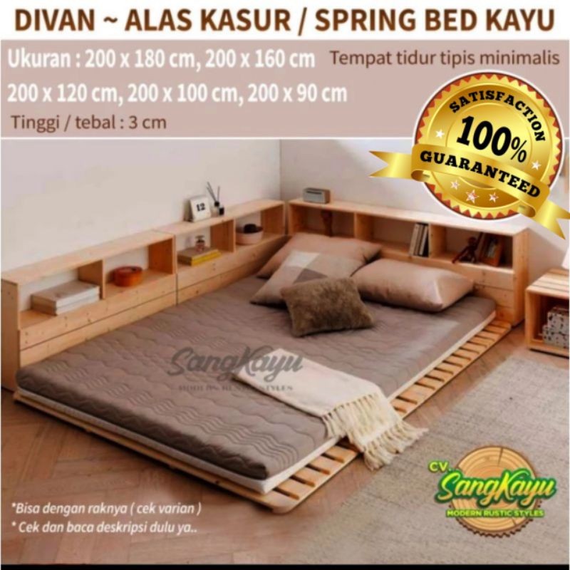 Tempat tidur kayu DIVAN 200x160x3 cm Ranjang Alas  kasur spring bed