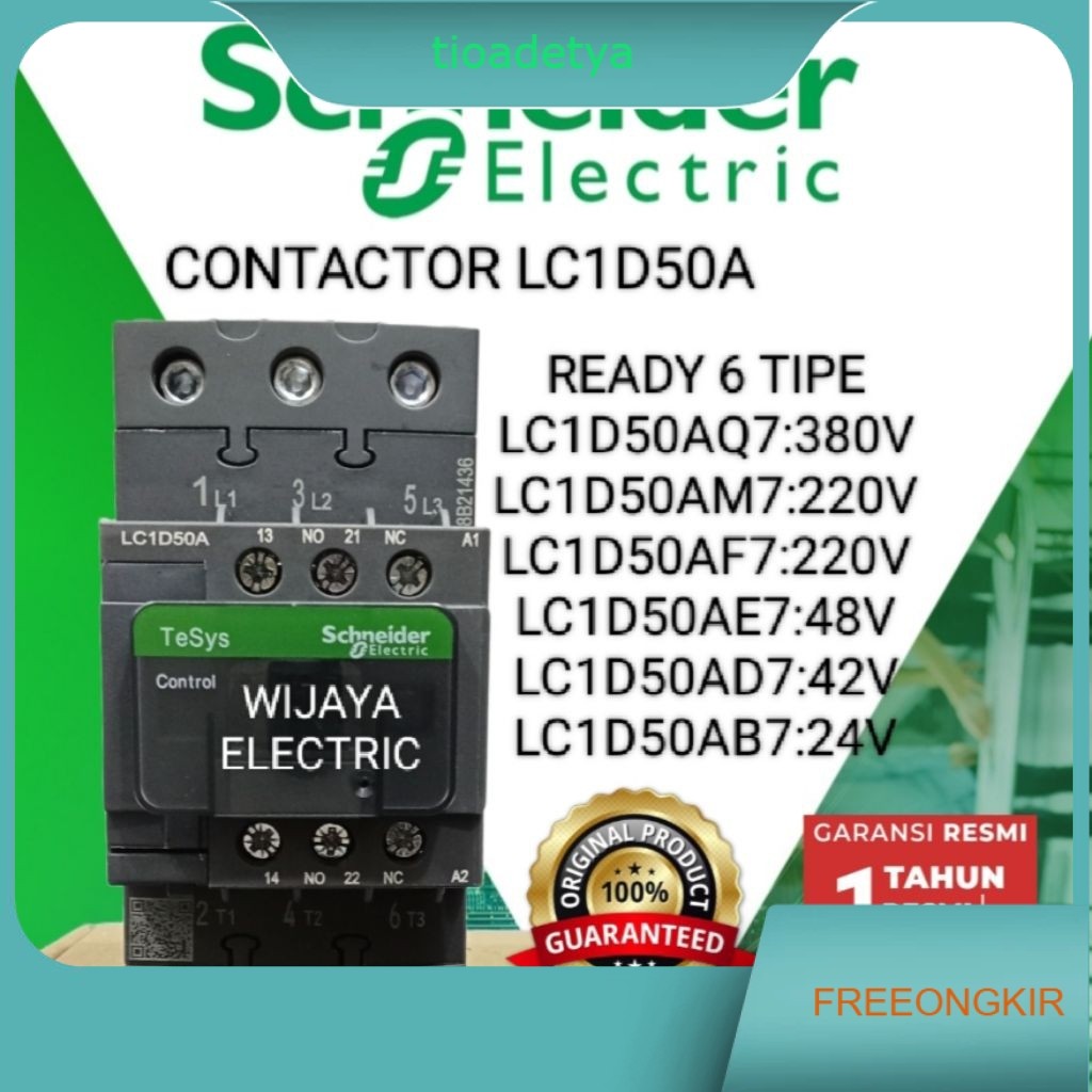 Kontaktor Contactor LC1D50D7 LC1D50AD7 LC1D50 42VAC 3Phase SCHNEIDER Original