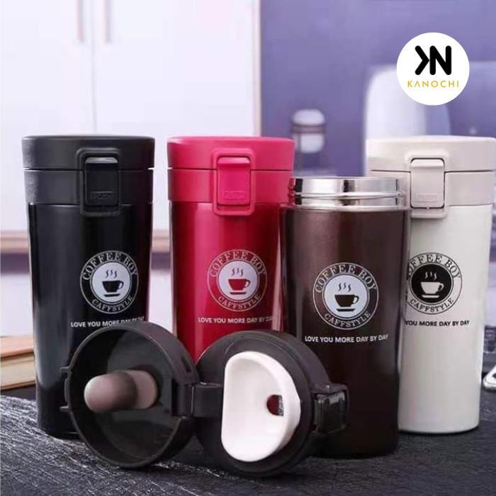 Thermos Kecil Mini Termos kopi Stainless Steel Vacum Tumbler 380ml - Hitam