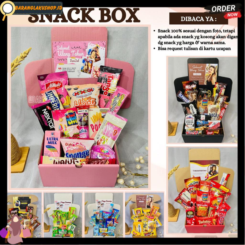 Buket Snack Box KADO ULANG TAHUN / KADO VALENTINE / Jajanan Ulang Tahun / Kado Wisuda / Kado Anniver