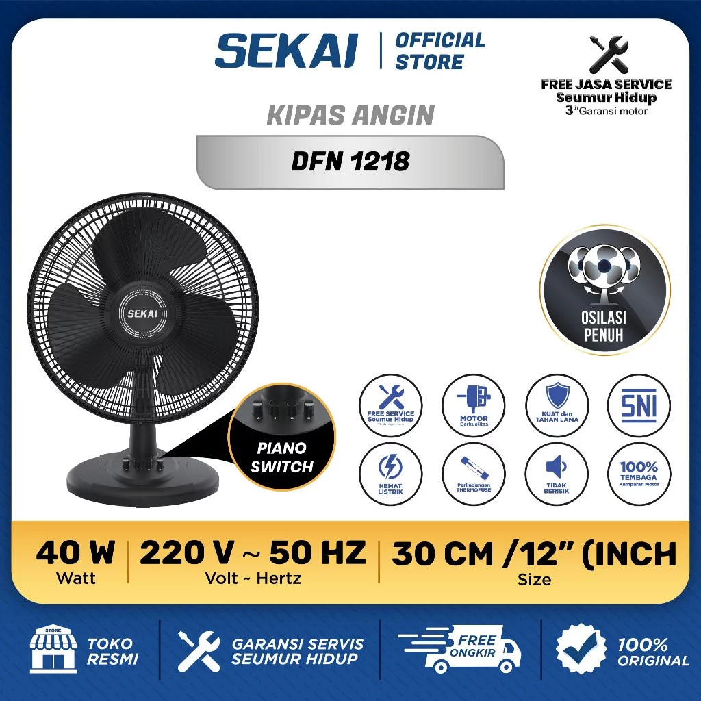 SEKAI Kipas Angin Meja 12 Inch DFN 1218