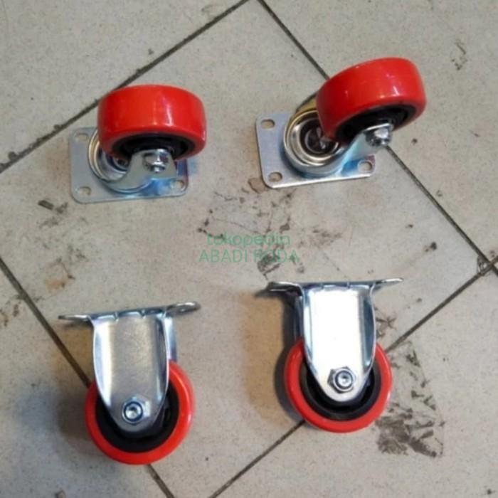 Roda Troli Pu Merah Medium Duty 3 inch (2Hidup 2Mati) TAIWAN