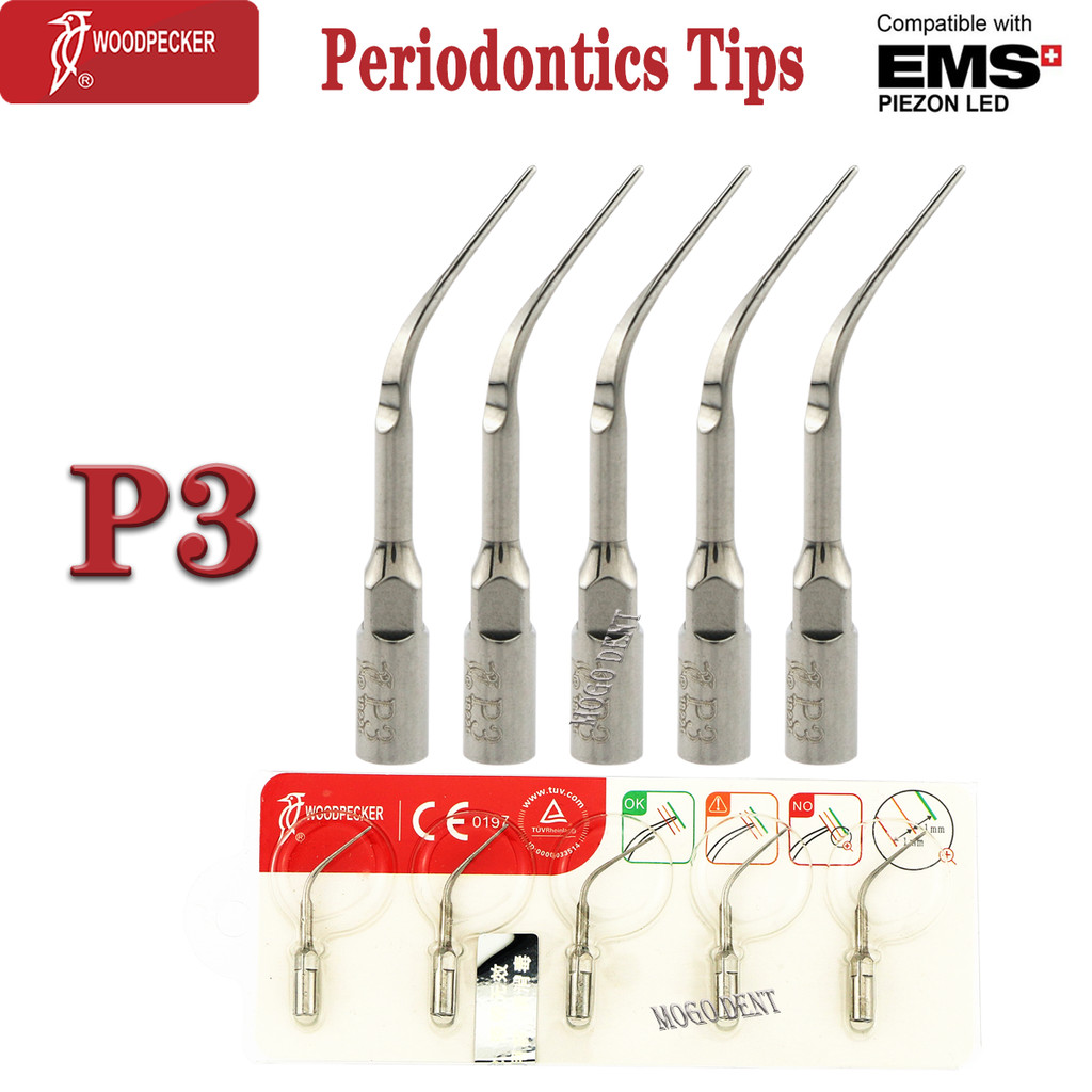 5 Buah Tip Scaler Ultrasonik Woodpecker P3 untuk Perawatan Gigi, Bahan Kedokteran Gigi yang Cocok un