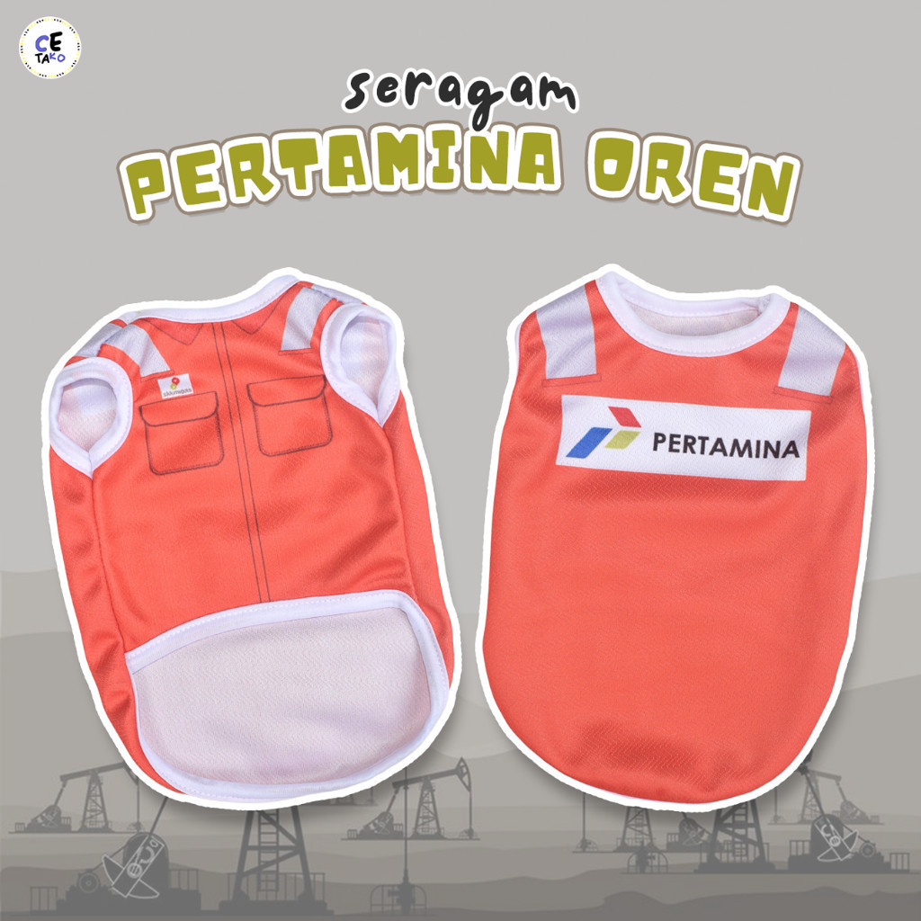 Baju Kucing Lucu Seragam SKK Migas Pertamina Oren Untuk Kucing Monyet Kelinci Anak Kambing Anjing Si