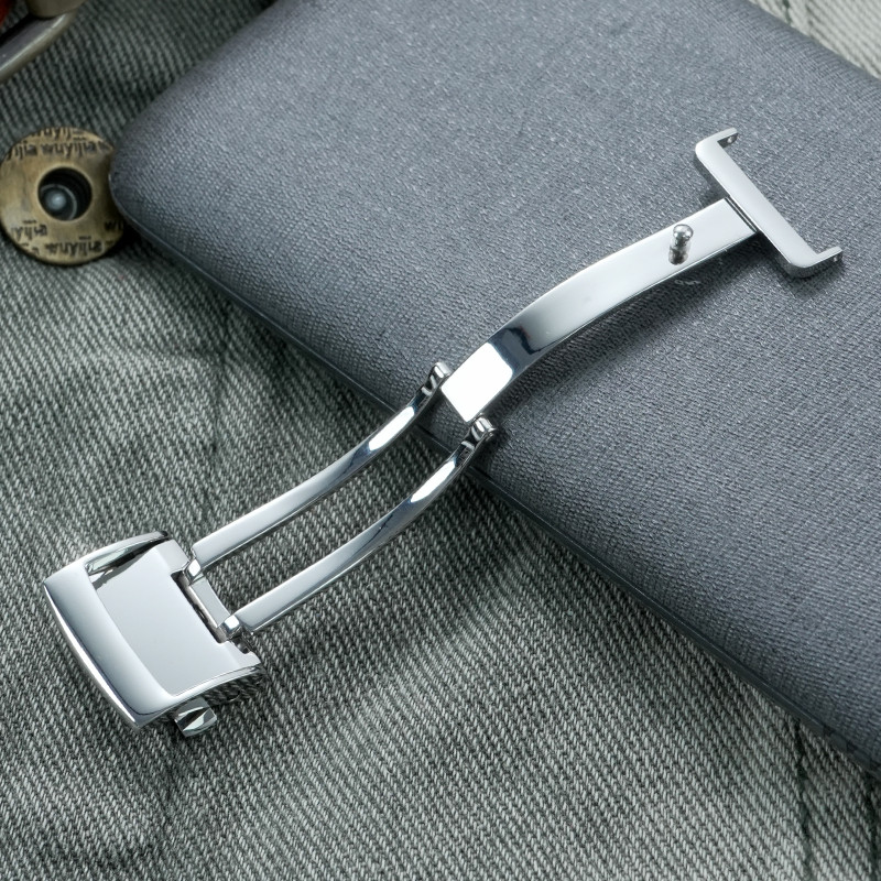 Wat Buckle Replace for SEIKO Premier Stainless Steel Spring Deployant Butterfly Buckle Polished Silv