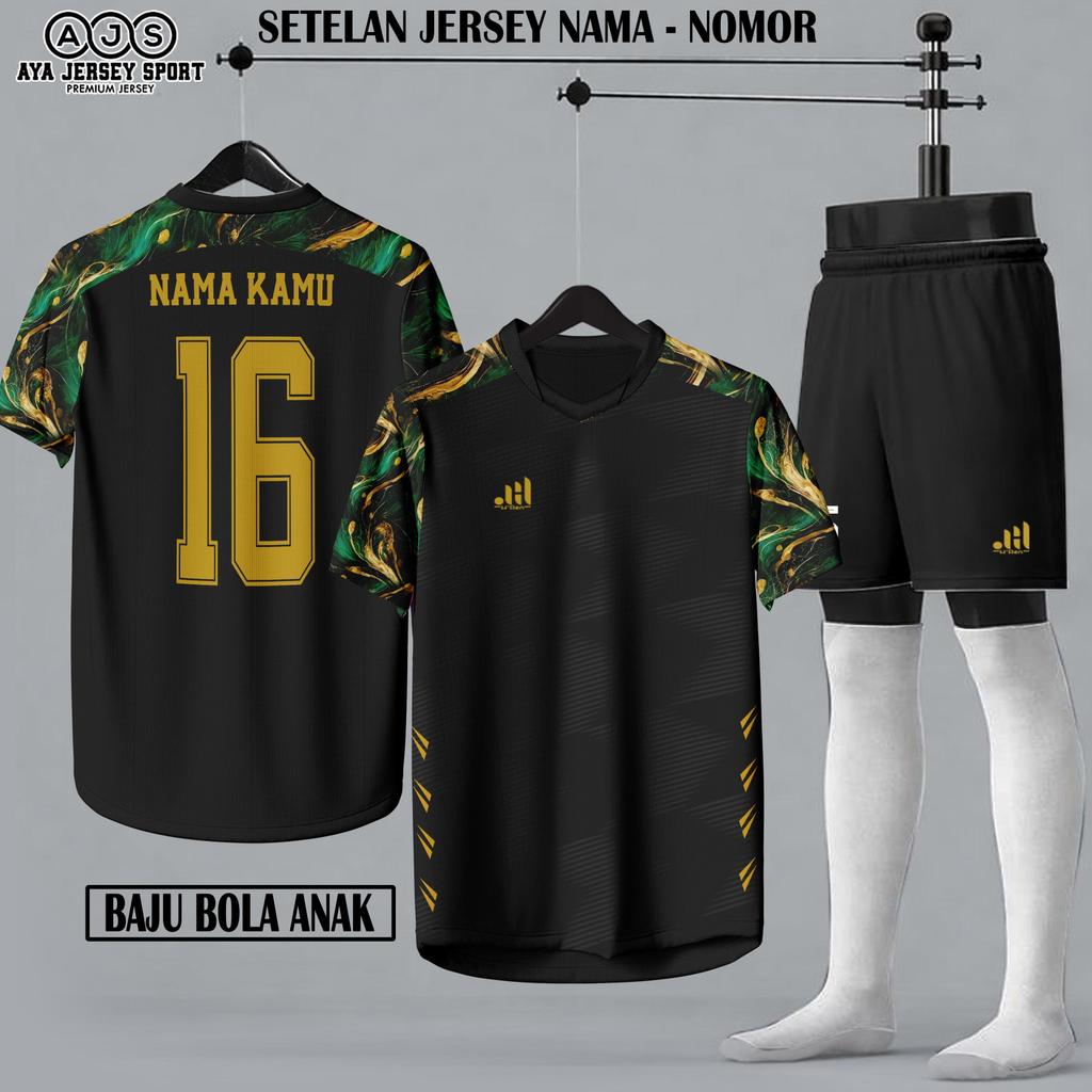 Jersey Baju Bola Anak Nama Nomor Costum Sablon setelan futsal olahraga badminton keren terbaru
