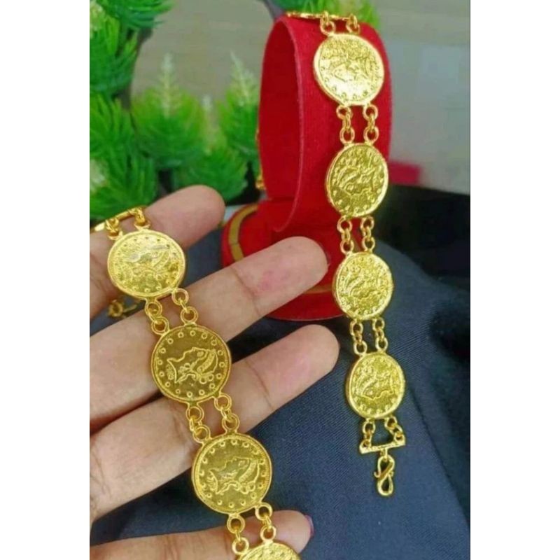 Gelang Koin Dewasa Berlapis Emas 24K ANTI KARAT