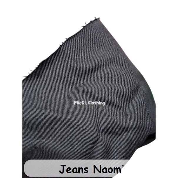 0 Bahan Kain Jeans Denim Naomi Black Hitam Katun Celana Jeans Hitam Black