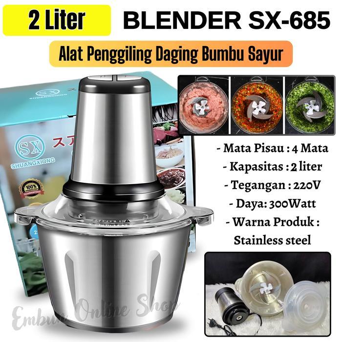 Blender Daging Food Chopper Meat Grinder Shuangxiong SX-685 250W 2Liter Alat Penggiling Daging Bumbu
