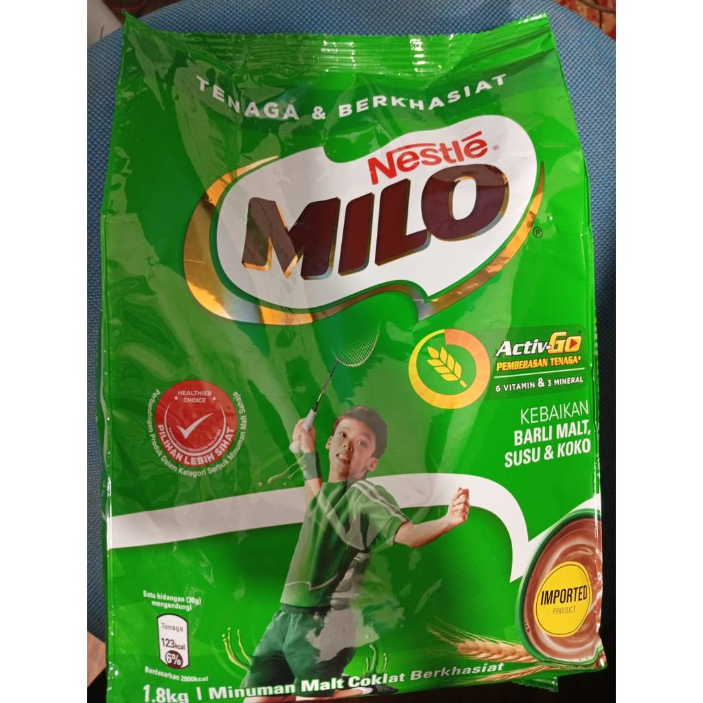 malaysia milo Susu Coklat Bubuk 1,8 kg HALAL BPOM/milo active go nestle