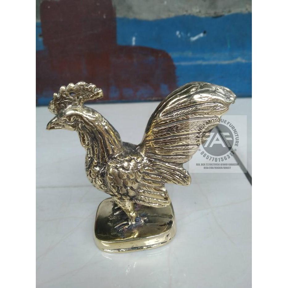 patung ayam jago kuningan alusan kode trt11121555