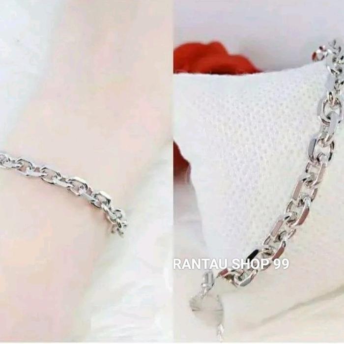 Gelang tangan Titanium Nori Polos  Silver Fashion Dewasa - SILVER