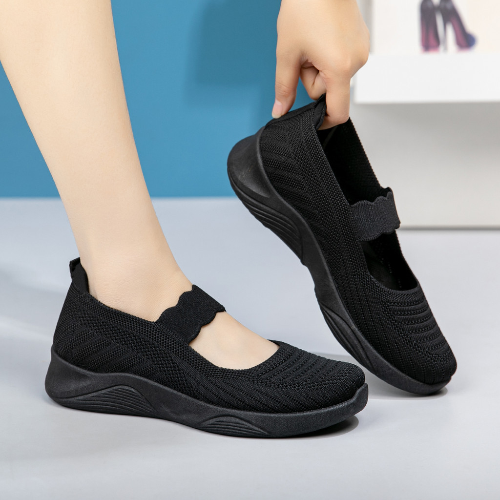 GENAOLSHOP COLLIN OL800 Sepatu Wanita Rajut Flat Shoes Slip On Sepatu Santai