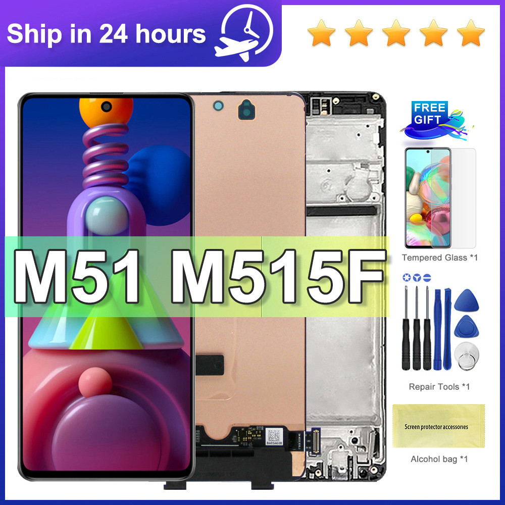 AMOLED M515 splay Assembly For Samsung M51 M515F M515F/DSN LCD splay Tou Screen gitizer With Frame R