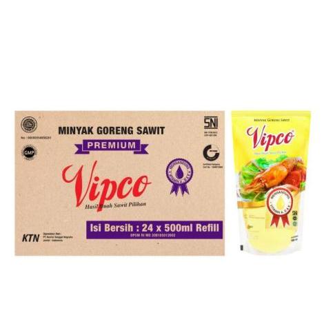 Minyak Goreng VIPCO 500ml, 1L, 2L dijual DUS tersedia di Baru Mart kemasan Refill